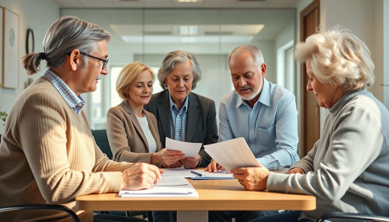 Family reviewing legal documents